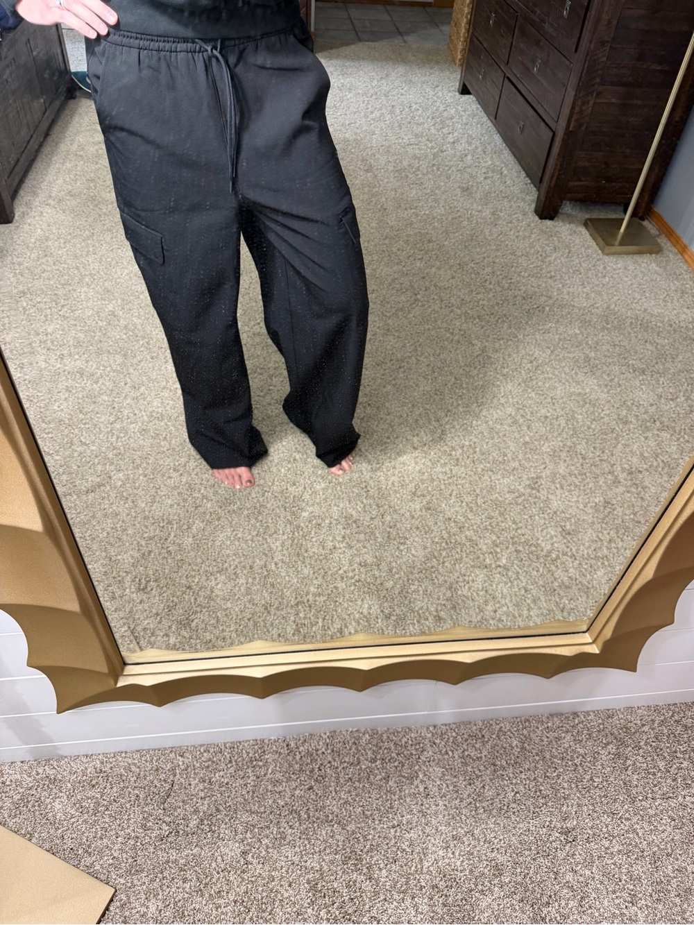 Athleta Black Wide-Leg Cargo Trousers with Drawstring Waist - Picture 9 of 9